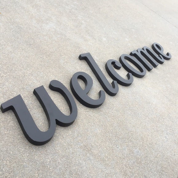 Other - “welcome” sign black 3-D cursive letters decor